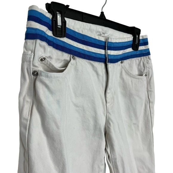MICHAEL KORS White Blue Ribbon Waist Band Bootcut Boot Cut !00% Cotton Jeans 4 - Picture 6 of 16